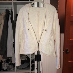 White free people quilted zip up jacket